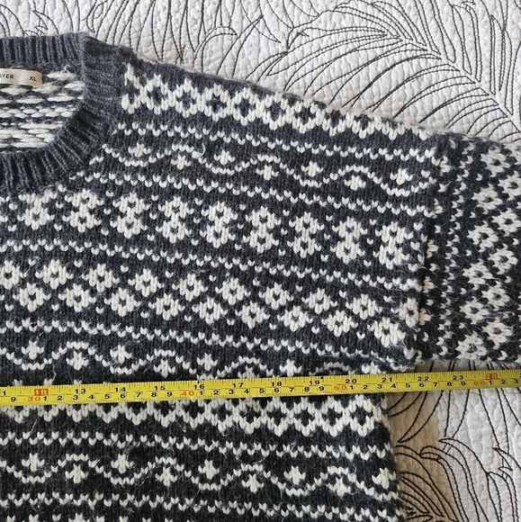 GUC Marine Layer Jill Fair Isle Wool Alpaca Crew Sweater Charcoal Cream XL - Picture 9 of 11